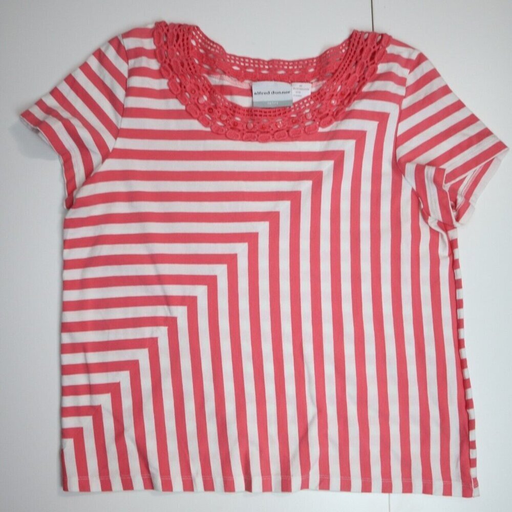 WOMAN'S PINK AND WHITE STRIPED SHIRT - ALFRED DUNNER - SIZE PM